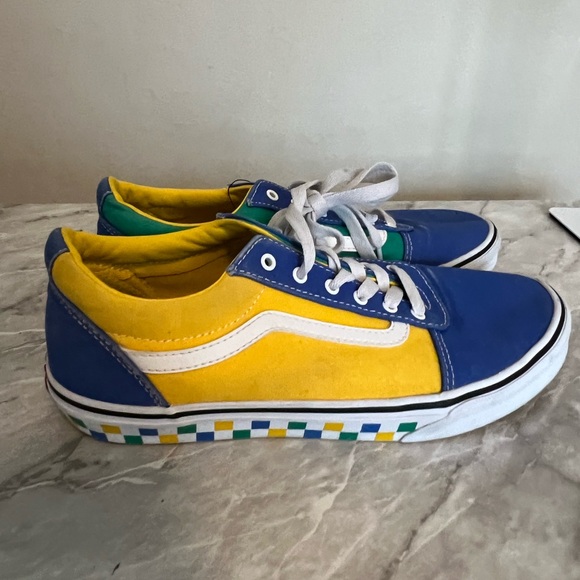 Vans Ward low sneakers blue yellow & checkered size 8.5 - Picture 4 of 6